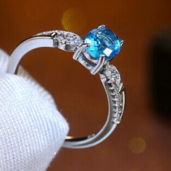 New S925 Sterling Silver Ring Oval Cut Aquamarine - Picture 7 of 8